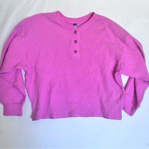 Old Navy Pink Waffle Henley Shirt
